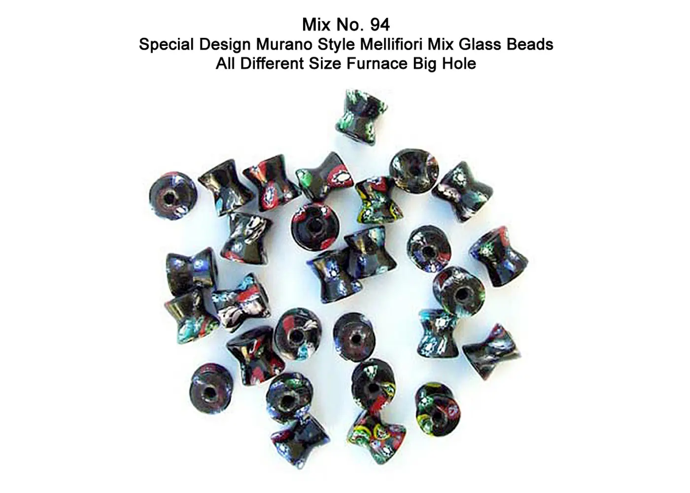 Special design murano style mellifiori mix glass beads all different size farnace big hole